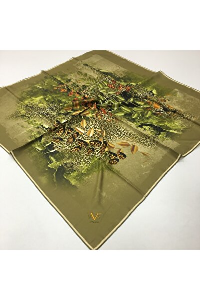 19V69 ITALIA Yağ Yeşili Twill Eşarp Leopar Desen Black Seri Eşarp Askısı Ve H...