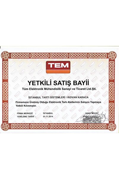 TEM 30kg Kapasiteli Boyunlu Market Terazisi (m Onaylı) 2026 damgalı