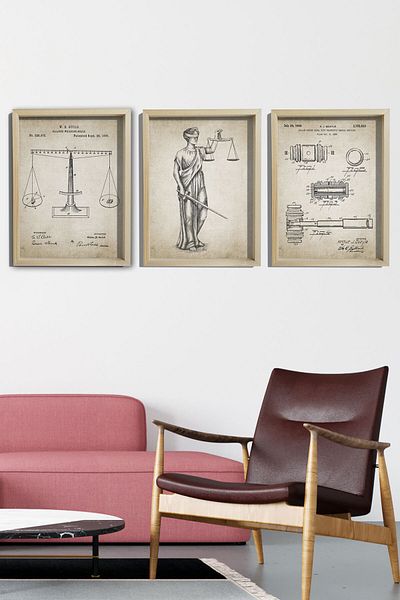 Dekor Loft Επιτοίχια ζωγραφική στο δωμάτιο δικηγόρου με φυσικό πεύκο Παντρικά σετ δικηγόρου δικαιοσύνης 1885