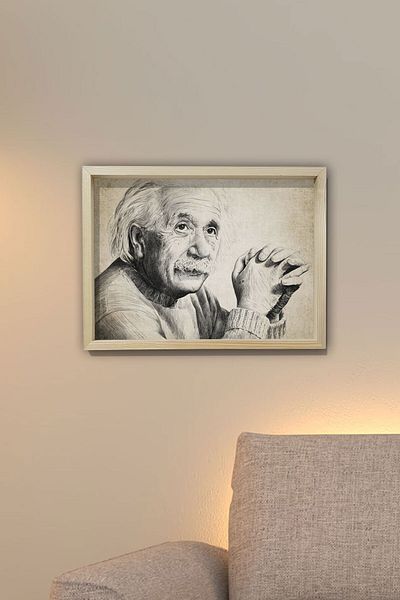 Dekor Loft Ζωγραφική τοίχου με φυσικό πεύκο Άλμπερτ Αϊνστάιν