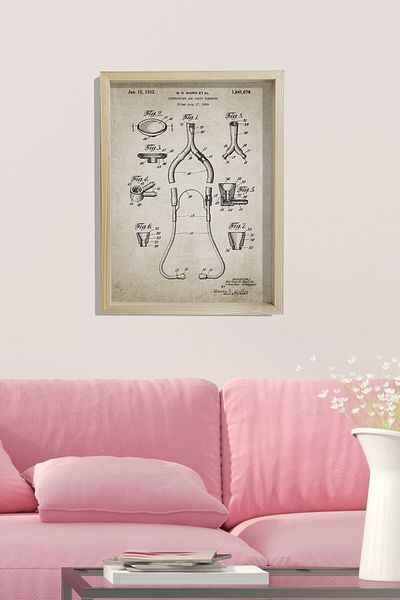 Dekor Loft Pictură murală pentru camera medicului cu cadru de pin natural Stetoscop Patent 1932