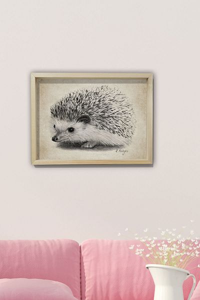 Dekor Loft Pictură de perete cu ramă de pin natural Arici antic