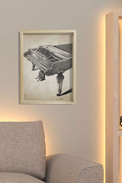 Dekor Loft Φυσικό Πεύκο Μουσικό Δωμάτιο Πίνακας Τοίχου Αντίκα Πιάνο ουράς