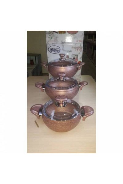 Özkent Casserole Granite 3-Piece Cookware Set Rose Gold