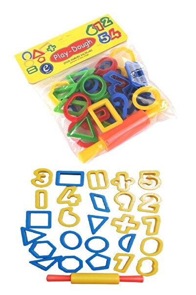 Play Dough Oyun Hamur Kalıbı Merdane Poşetli Rakam Ve Şekiller 27 Parça 1 Paket