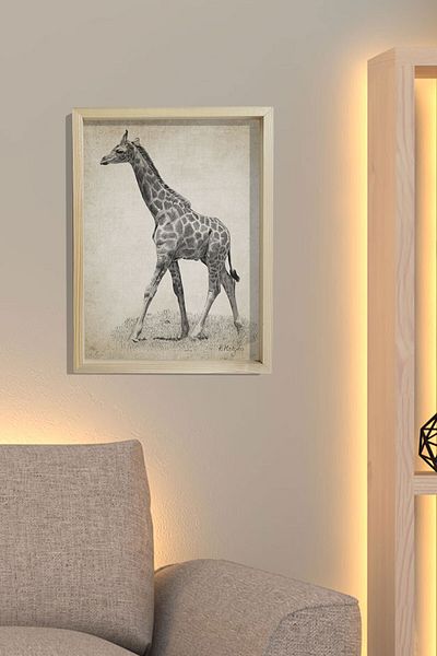 Dekor Loft Ζωγραφική τοίχου με φυσικό πεύκο Αντίκα Καρακάμπιντ Καμηλοπάρδαλη