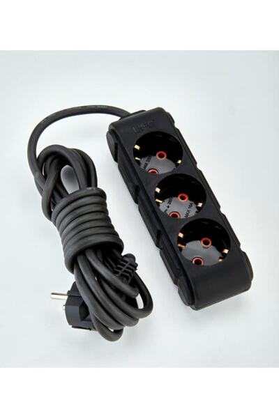 UFO Anahtarlı Elektrik 2 Metre Siyah Renkli Üçlü Topraklı Kablolu Topraklı Gr...