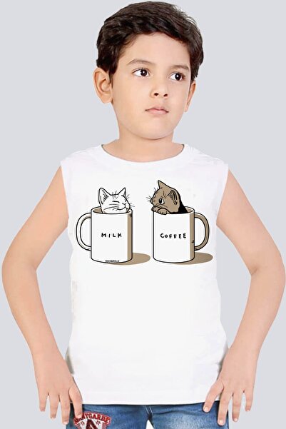ROCKANDROLL Bela majica bez rukava za dečake, običnog kroja, T-shirt