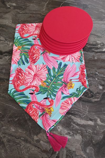 dehaberk Flamingo Σχέδιο Runner+ 6 τεμάχια Κόκκινο Αμερικανικό Σερβίρισμα Supla Σετ