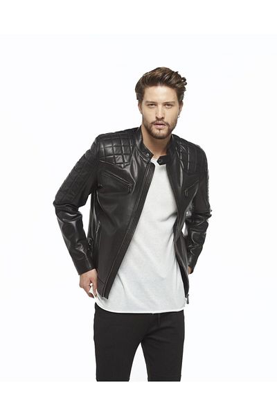 Hodore Black Sports Leather Jacket