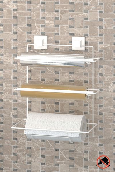 Teknotel Χωρίς τρυπάνι με βίδες! Easyfix Αυτοκόλλητο Foil Stretch Χάρτινη θήκη για πετσέτες Λευκό Ef032