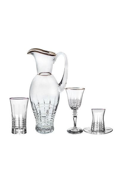 KCD Helen Platinum 49 Piece Glass Tableware Presentation Dowry Set Cutting Decor Water Cup Set