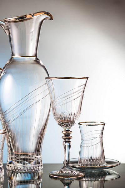 KCD Seremony Platinum 49 Piece Glass Tableware Presentation Dowry Set Cutting Decor Water Cup Set
