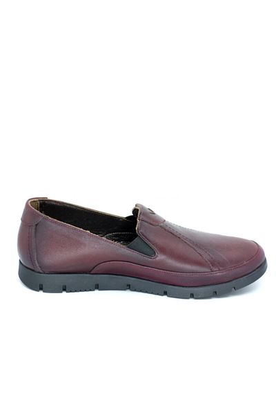 Epaş Women's Burgundy Genuine Leather Orthopedic Daily Comfortable Ballerina Shoes