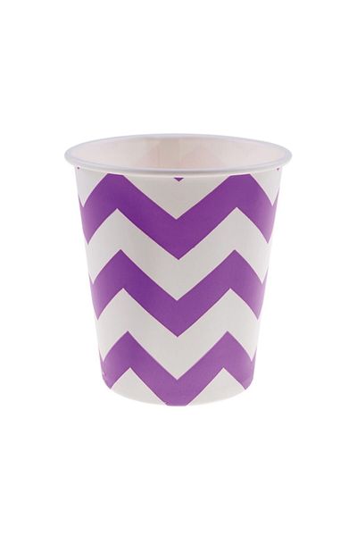 Roll-Up Lilac Zigzag Cardboard Cup 8 Pack