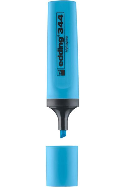 Edding 344 Highlighter - Marker Pen (Refillable) 2-5mm Light Blue (Pack of 10)