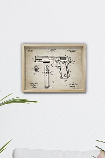 Dekor Loft Patent Browning pentru pictura murală înrămare naturală de pin - 1911
