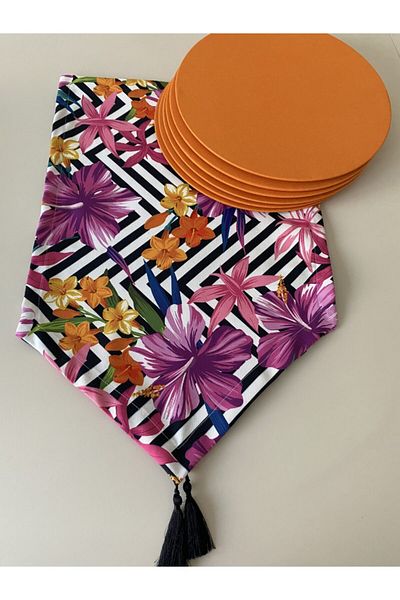 IŞILTI HOME Alergăr colorat cu modele florale și set Supla din 2 piese