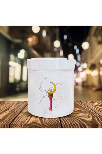 Kumbara Hediyelik Λευκό κεραμικό τασάκι Sailor Moon με στάμπα