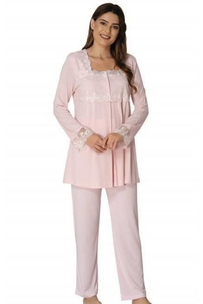 Lohussa Effort Pembe Uzun Kollu Lohusa Hamile Pijama Takımı