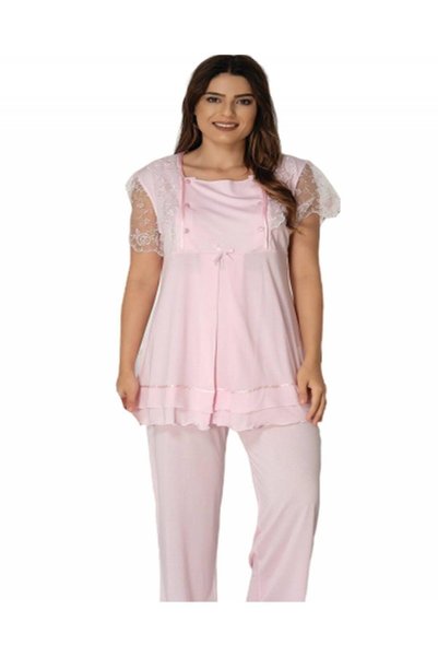 Lohussa Set de pijamale de maternitate de vară cu tăietură relaxată Effort Po...