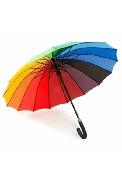 Genel Markalar Gökkuşağı Şemsiye Rengarenk Şemsiye 16 Telli 16 Renkli Şemsiye