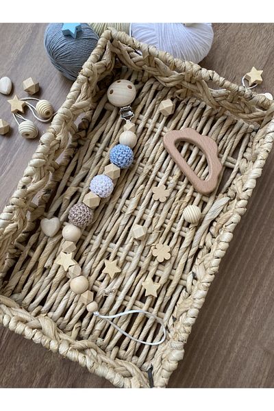 Mini Ropa 100% Natural Wooden Braided Pacifier Hanger