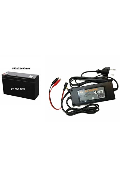 ATAELEKTRONİK 6v 7ah Akü Ve 6 Volt 3,5 Amper Akü Için Şarj Cihaz Adaptör + Ma...