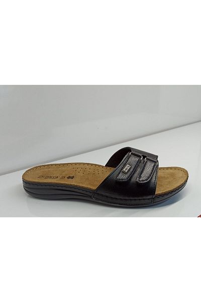 Muya Women's Black Anatomical Leather Slippers