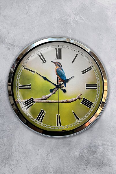 Kasva Concept ساعة حائط على شكل طائر على فرع معدني من الكروم مقاس 40 سم