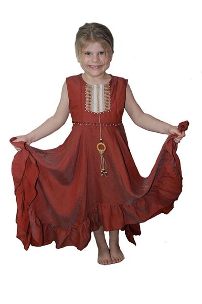 LifeForModa Rochie Colier Detaliat dantelă Caramida fată Design Batista fustă
