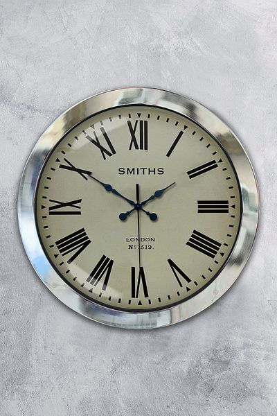 Kasva Concept Cadou 36 Cm Ceas de Perete Smiths Metal Cromat