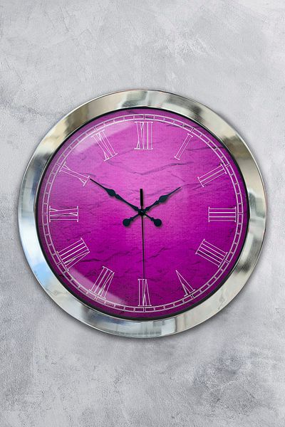 Kasva Concept Gift 36 cm Chrome Metal Purple Wall Clock