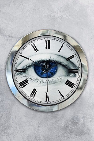 Platin Saat هدية ساعة حائط عين معدنية من الكروم مقاس 36 سم