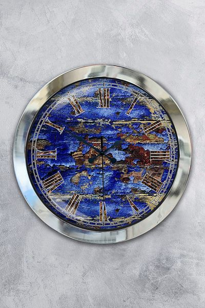 Kasva Concept Gift 36 cm Chrome Metal Antique Wall Clock