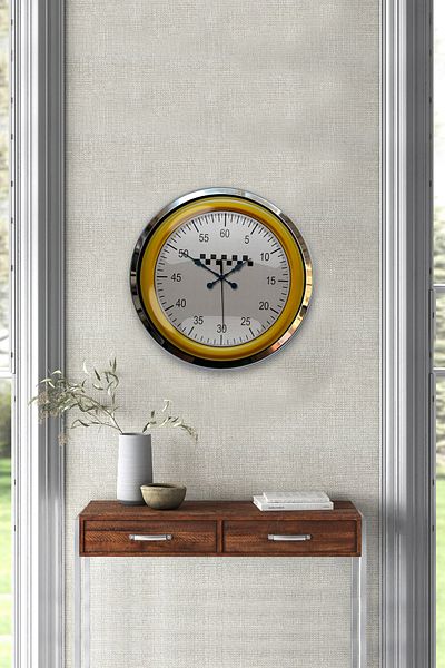 Kasva Concept 40 cm Chrome Metal Racing Wall Clock Gift