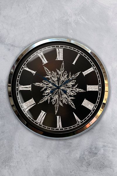 Kasva Concept 40 cm Chrome Metal Snowflake Wall Clock