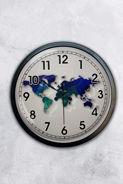 AİB STORE Δώρο 40 εκ. Μαύρο Μεταλλικό Ρολόι Τοίχου Χάρτη