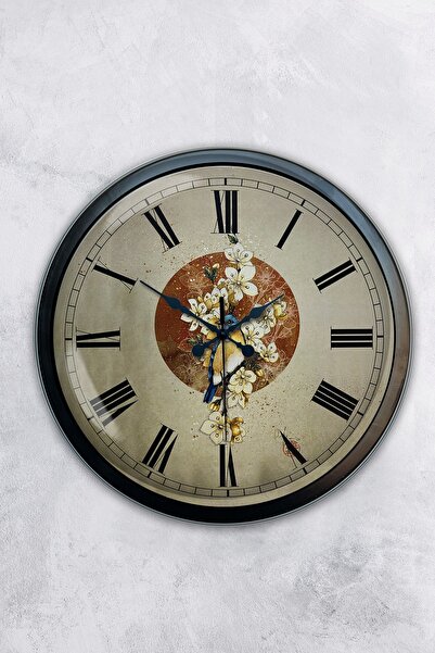 Platin Saat هدية ساعة حائط معدنية سوداء على شكل زهرة مقاس 40 سم