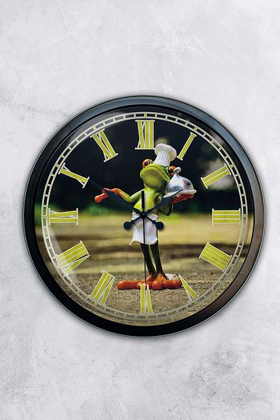 Kasva Concept Gift 40 cm Black Metal Mr. Chef Kitchen Wall Clock