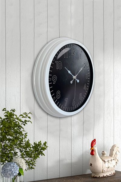 Kasva Concept Gift 40 cm White Metal Black Wall Clock