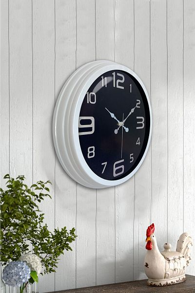 Kasva Concept 40 cm White Metal Black Classic Wall Clock
