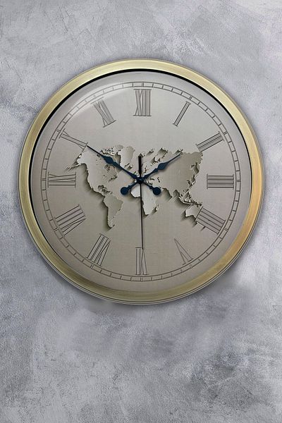 Dream Gift 40 Cm Tumbled Metal White Map Wall Clock