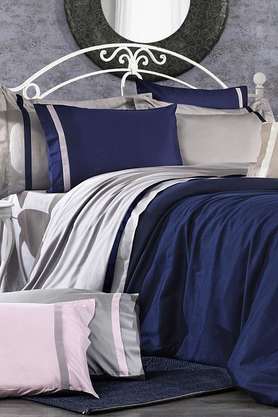 Nazik Home Elite Σετ Αθλητικό Παπλωματοθήκη από Οργανικό Βαμβάκι Navy Blue Χρώμα