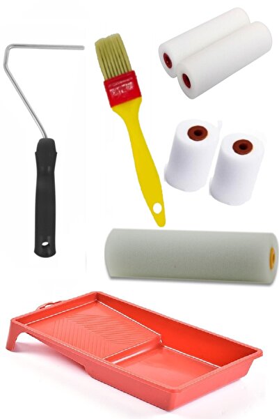 FırsatYapıMarket Sponge Roller Brush Paint Container Set 8 Piece Hobby Set