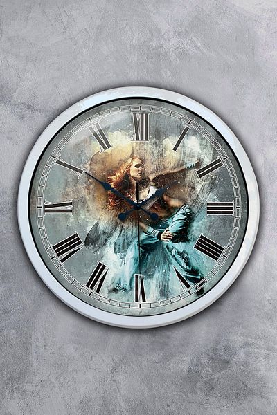 Kasva Concept Gift 40 Cm White Metal Dance Wall Clock