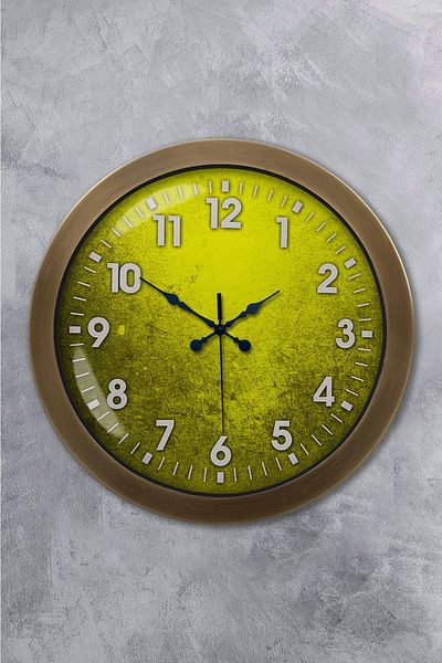Kasva Concept Gift 36 cm Antique Metal Yellow Wall Clock