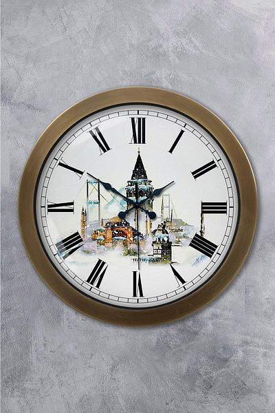 Kasva Concept Gift 36 cm Antique Metal Maiden Tower Wall Clock