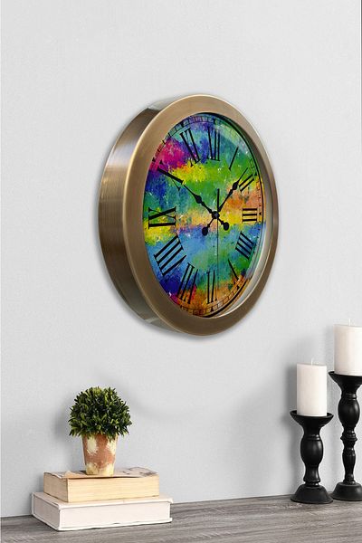 Kasva Concept Gift 36 cm Antique Metal Colorful Wall Clock