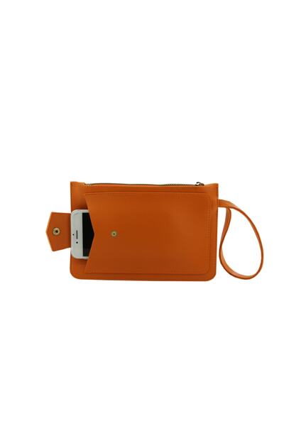 Ozka Leather Collection Portofel de damă portocaliu cu nasturi